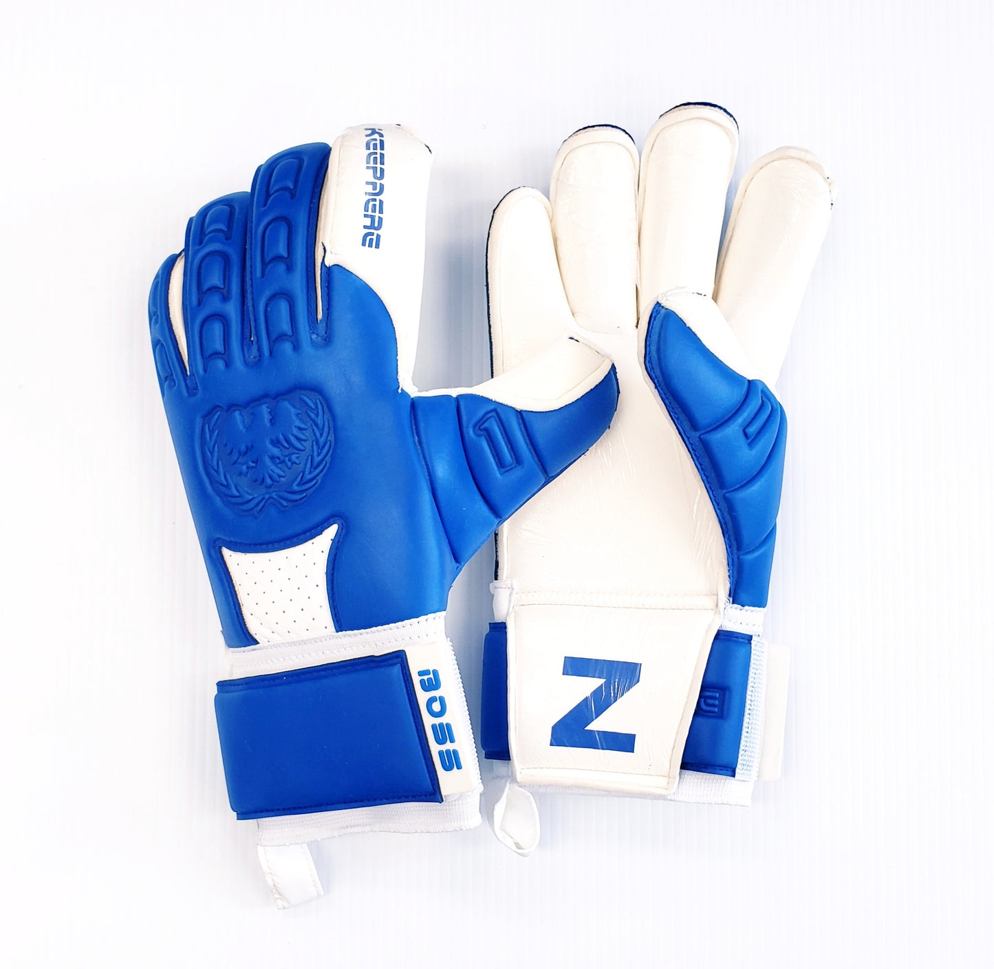 Keepaere Boss Goalkeeper Gloves, blue and white